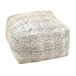 Landry - Square Upholstered Floor Pouf - Cream And Black