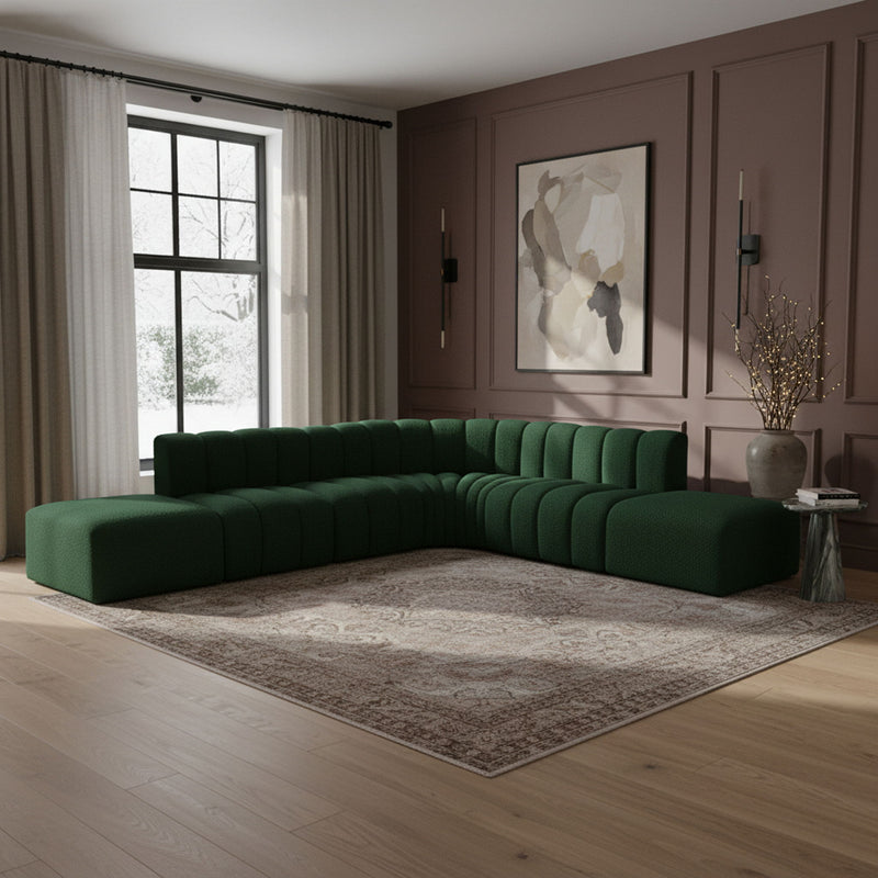 Arc - Boucle Fabric 7 Piece Corner Modular Sofa