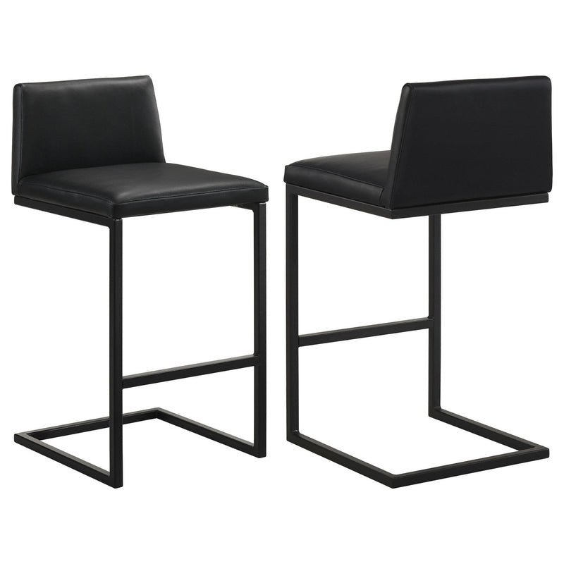 Vardon Genuine Leather Bar Stool Black (Set of 2)