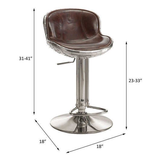 Brancaster - Stool - Vintage Brown Top Grain Leather & Aluminum