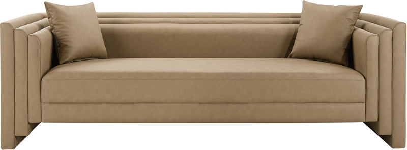 Everett - Vegan Leather 88.5" Upholstered Sofa - Tan