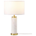 Lucius - Drum Shade Marble Body Table Lamp - White