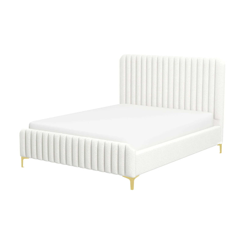 Valery - Queen Size Platform Bed - Cream
