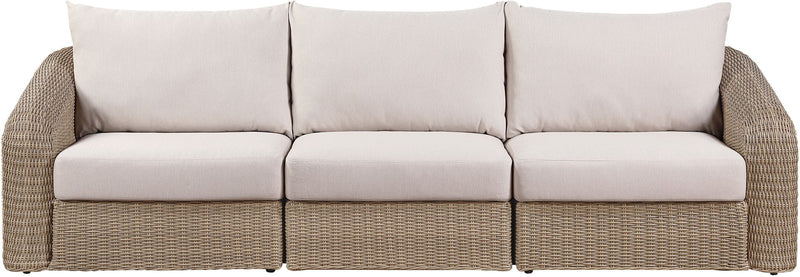 Seacrest - Olefin Water Resistant Fabric And Wicker 3 Piece Outdoor Patio Modular Sofa