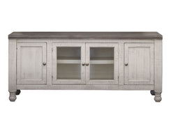 Stone - TV Stand / Wall Unit - Antiqued Ivory / Weathered Gray