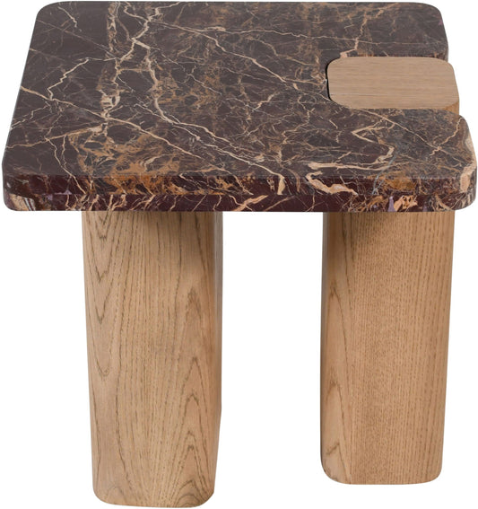 Ravenna - Marble/Stone End Table - Burgundy