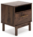 Calverson - Mocha - One Drawer Night Stand - Medium