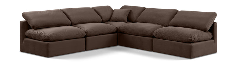 Indulge - Velvet 5 Piece Modular Corner Armless Sectional