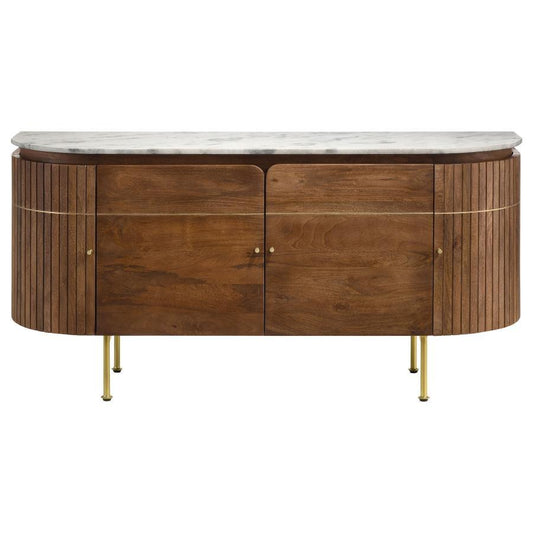 Ortega - 4 Door Marble Top Sideboard Buffet Cabinet - Natural