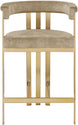 Marcello - Counter Stool With Brushed Gold Iron Frame (Set of 2) - Beige