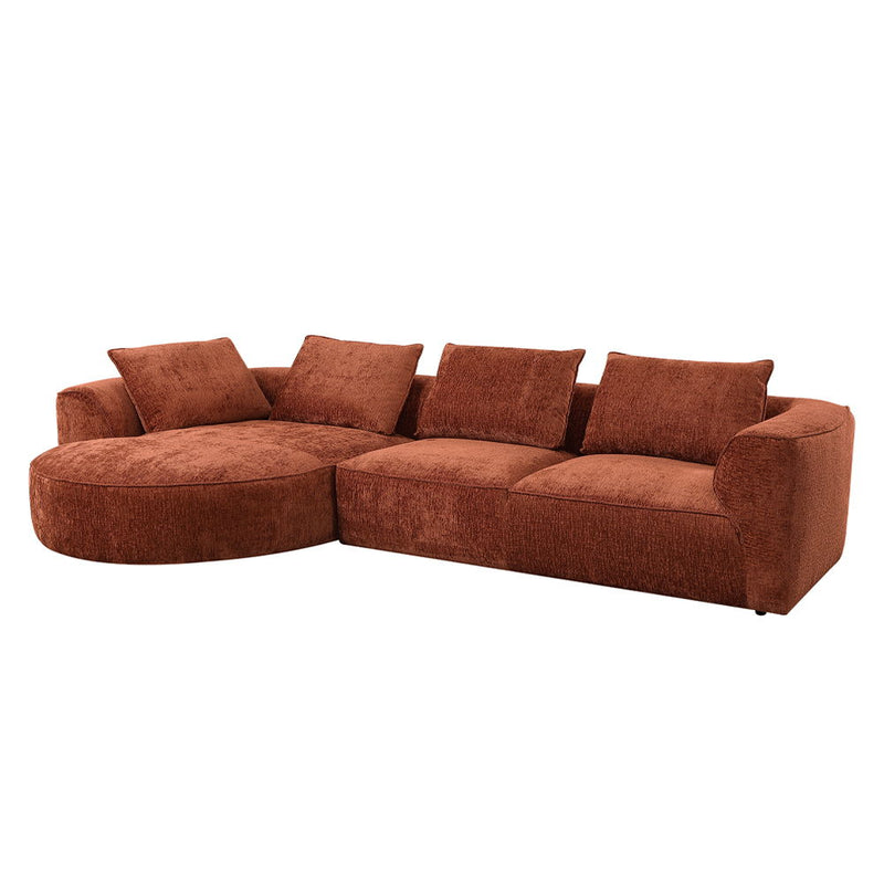 Aceso - Sectional Sofa With 4 Pillows - Rust Brown Chenille