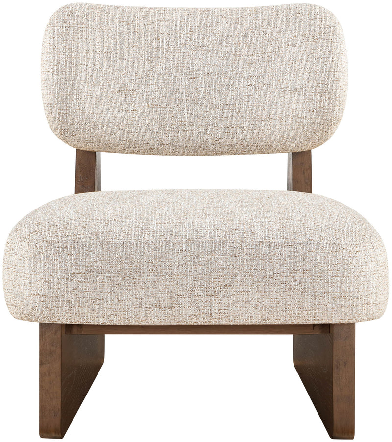 Vetra - Linen Textured Fabric Upholstered Accent Chair With Brown Base
