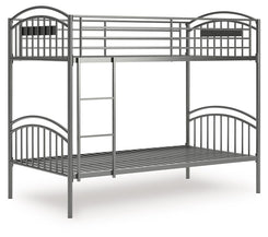 Lanceburg - Gray - Twin/Twin Bunk Bed With Ladder