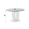 Larry - Glass Top Round Dining Table - White High Gloss