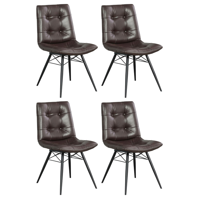 Aiken Faux Leather Upholstered Dining Side Chair Dark Brown (Set of 4)