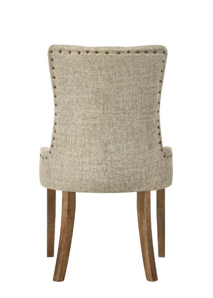 Yotam - Side Chair (Set of 2) - Beige Fabric & Salvaged Oak Finish