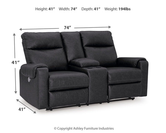 Axtellton - Carbon - Dbl Power Reclining Loveseat with Console