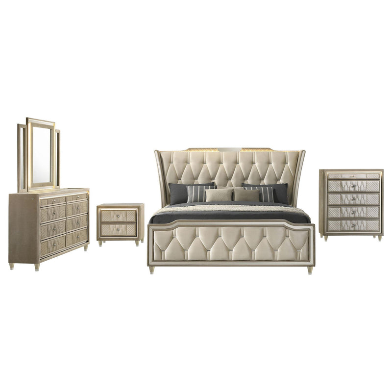 Lorient 5-piece Queen Bedroom Set Ivory and Camel