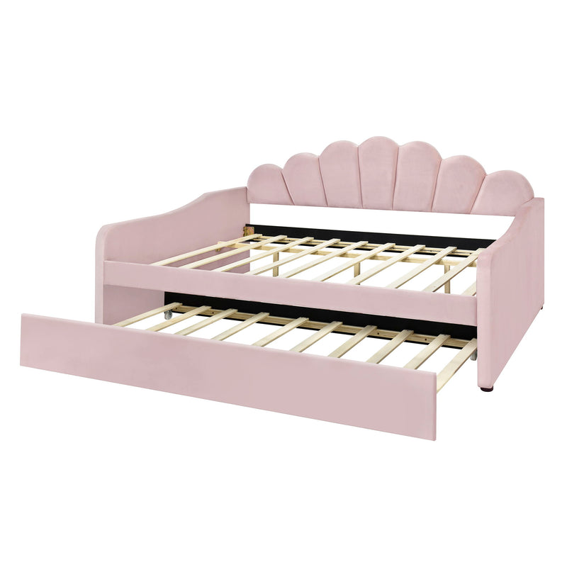 Upholstery Daybed Frame With Shell Shaped Backrest