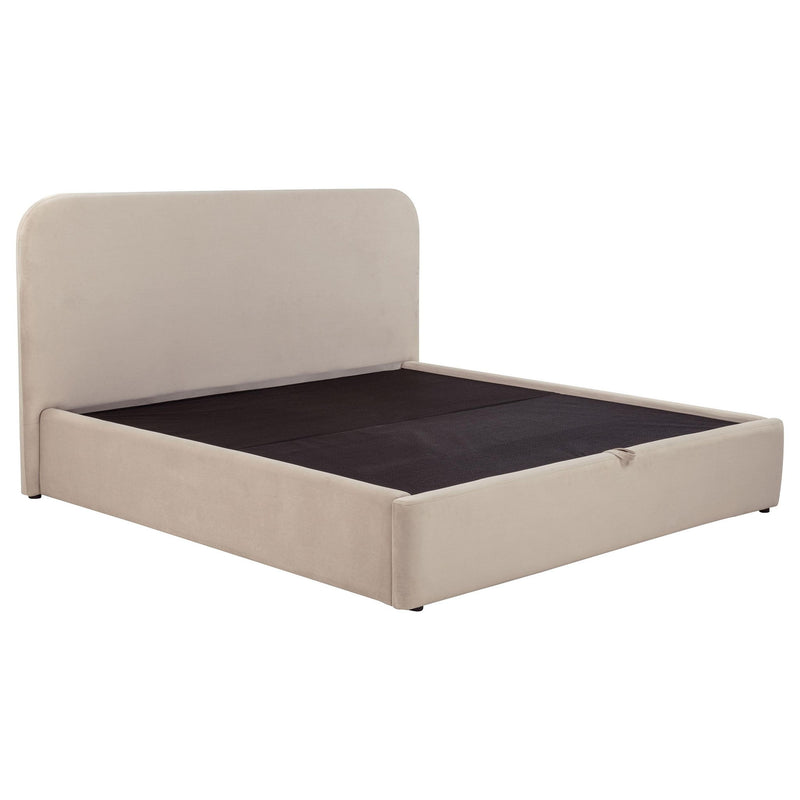 Anders Upholstered Eastern King Storage Lift Platform Bed Beige