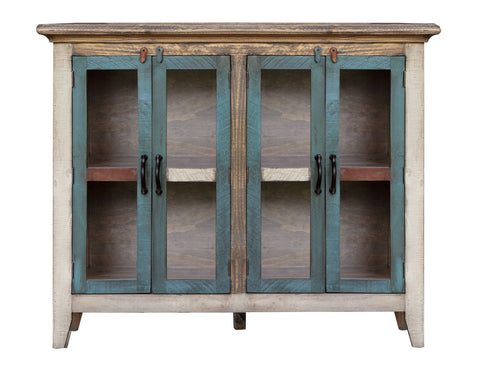 Antique - Console With 4 Glass Doors - Multicolor