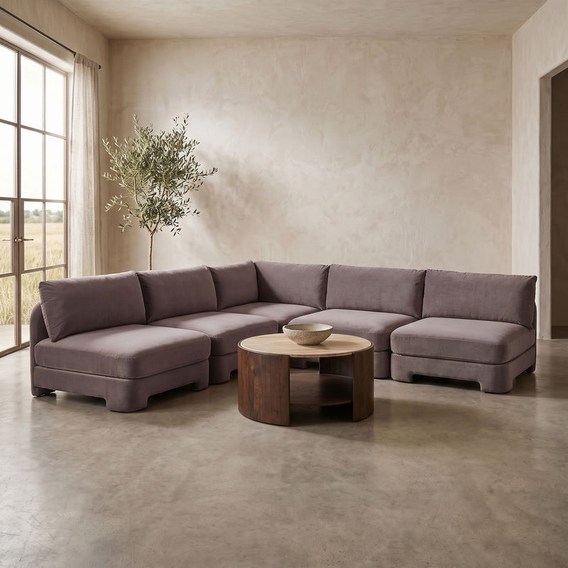 Hammond - Velvet Performance Fabric Upholstered 5 Piece Armless Sectional