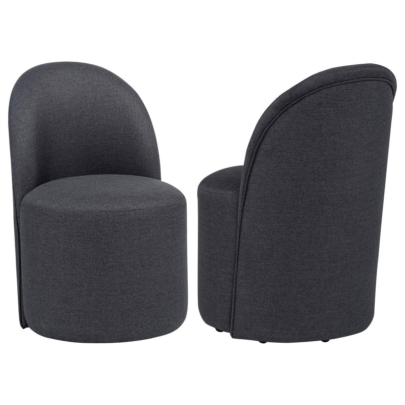 Aubrey Upholstered Barrel Dining Side Chair Charcoal (Set of 2)