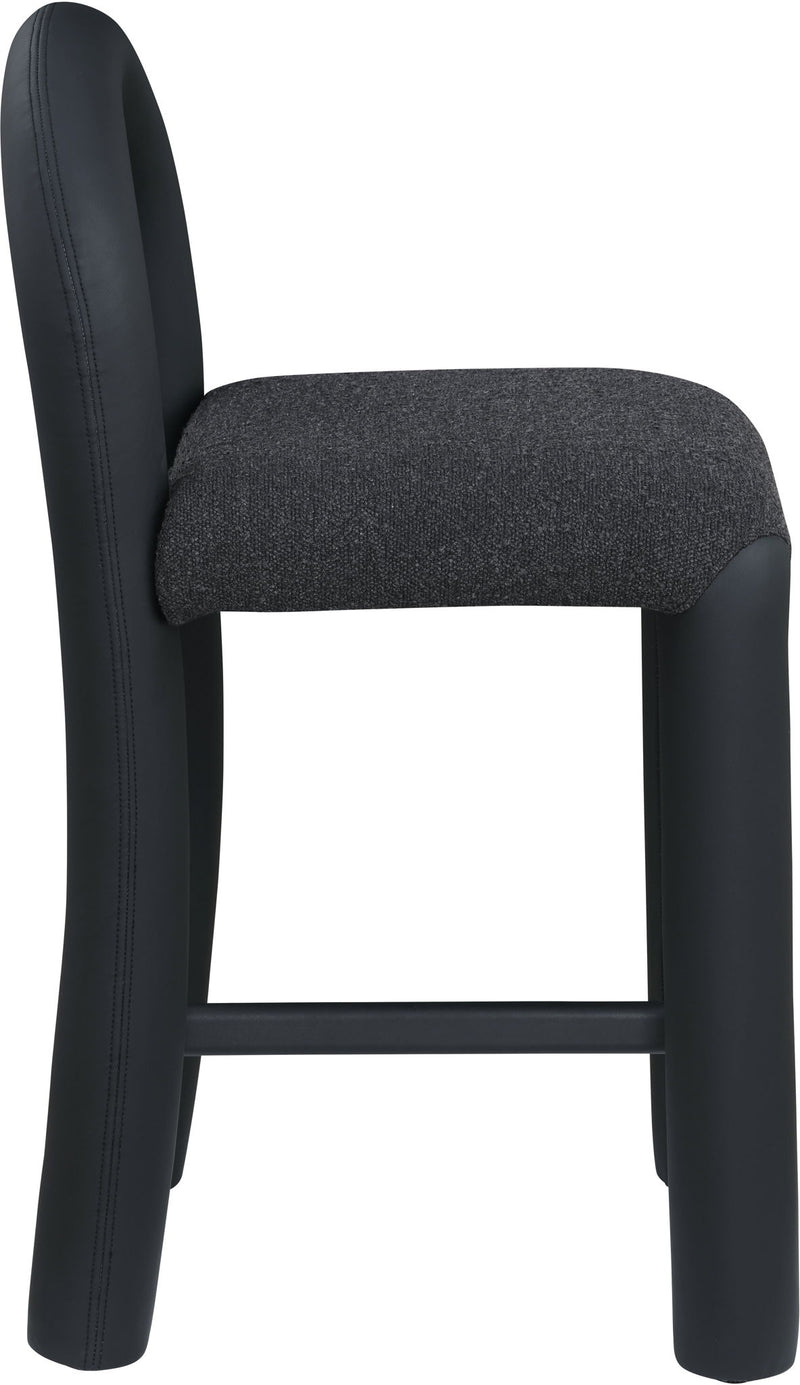 Amari - Vegan Leather and Boucle Fabric Stool