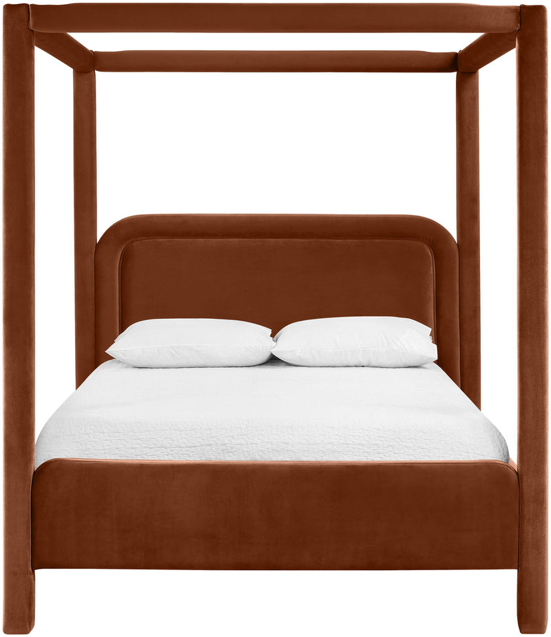 Salina - Velvet Upholstered Bed - Cognac