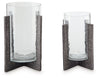 Garekton - Candle Holder Set (Set of 2) - Clear / Pewter Finish