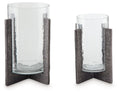 Garekton - Clear / Pewter Finish - Candle Holder Set (Set of 2)