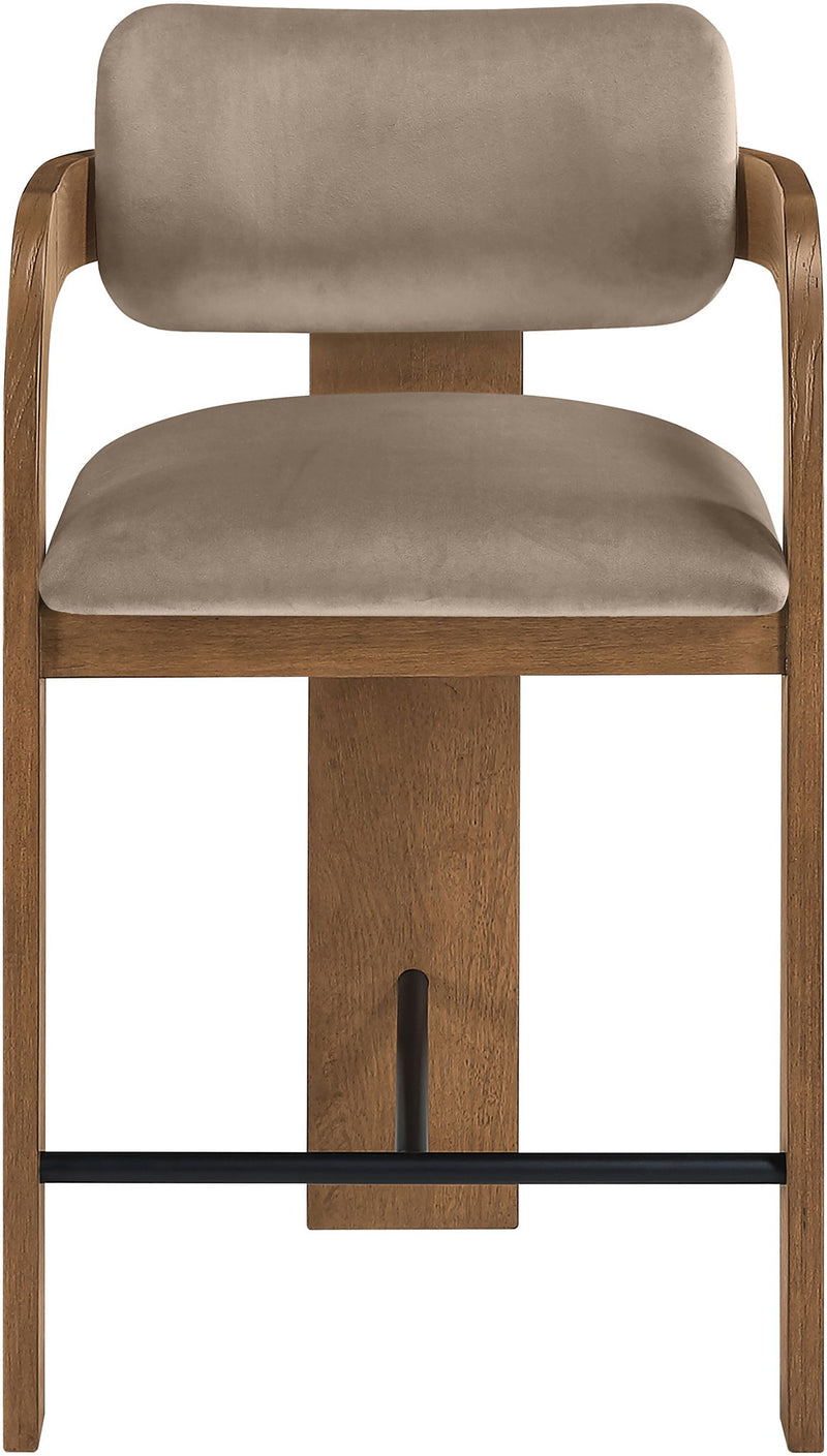 Cedra - Velvet Performance Fabric Upholstered Counter Stool - Brown Frame