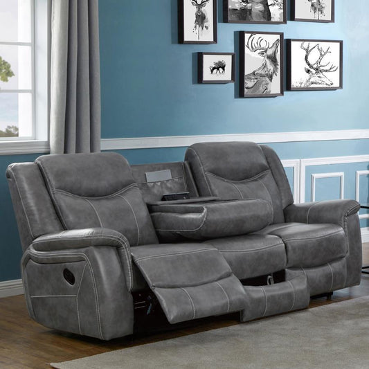 Conrad - Upholstered Padded Arm Motion Sofa - Gray