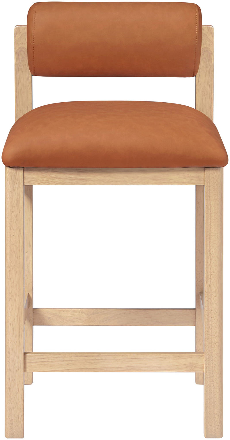 Roundhill - Faux Leather Counter Stool - Natural Frame