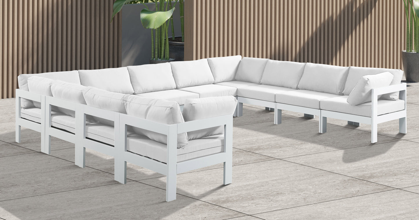 Nizuc - Outdoor Patio Modular Sectional 11 Piece - White - Fabric