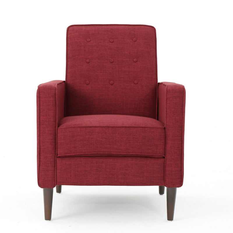 Mid-Century Modern Recliner With Button Tufted Waffle Stitch