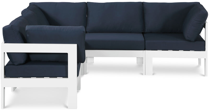 Nizuc - Outdoor Patio 5 Piece Modular Sectional With White Frame