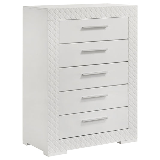 Ives - 5-Drawer Bedroom Chest Of Drawers - White High Gloss