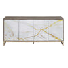Paavan - Console Cabinet - White Marble Print Oak & Champagne