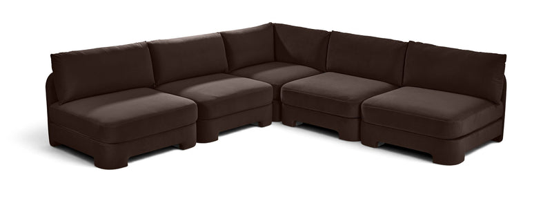 Hammond - Velvet Performance Fabric Upholstered 5 Piece Armless Sectional