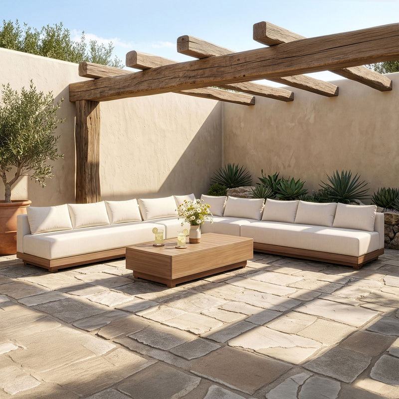 Solace - Olefin Fabric 5 Piece Outdoor Patio Modular Sectional