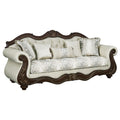 Pierce - Sofa With 5 Pillows - Beige Fabric & Cherry Finish