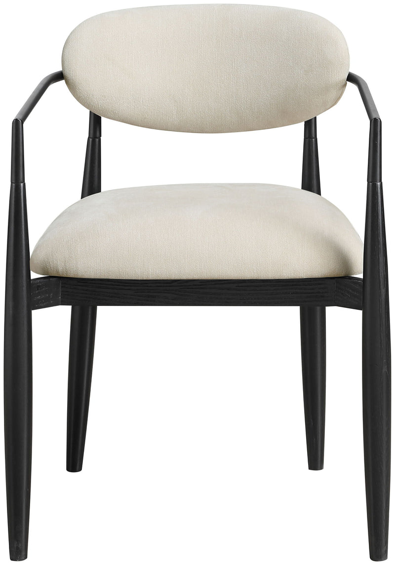 Riccio - Fabric Dining Arm Chair (Set of 2) - Black Frame