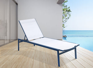 Santorini - Outdoor Patio Chaise Lounge Chair - White - Metal