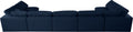 Serene - Linen Textured Fabric Deluxe Comfort Modular Sectional 7 Piece - Navy