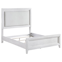 Marielle - Queen Headboard LED Panel Bed - Distressed White