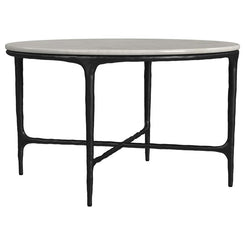 Hermas - Round Genuine Marble Top Metal Coffee Table - White