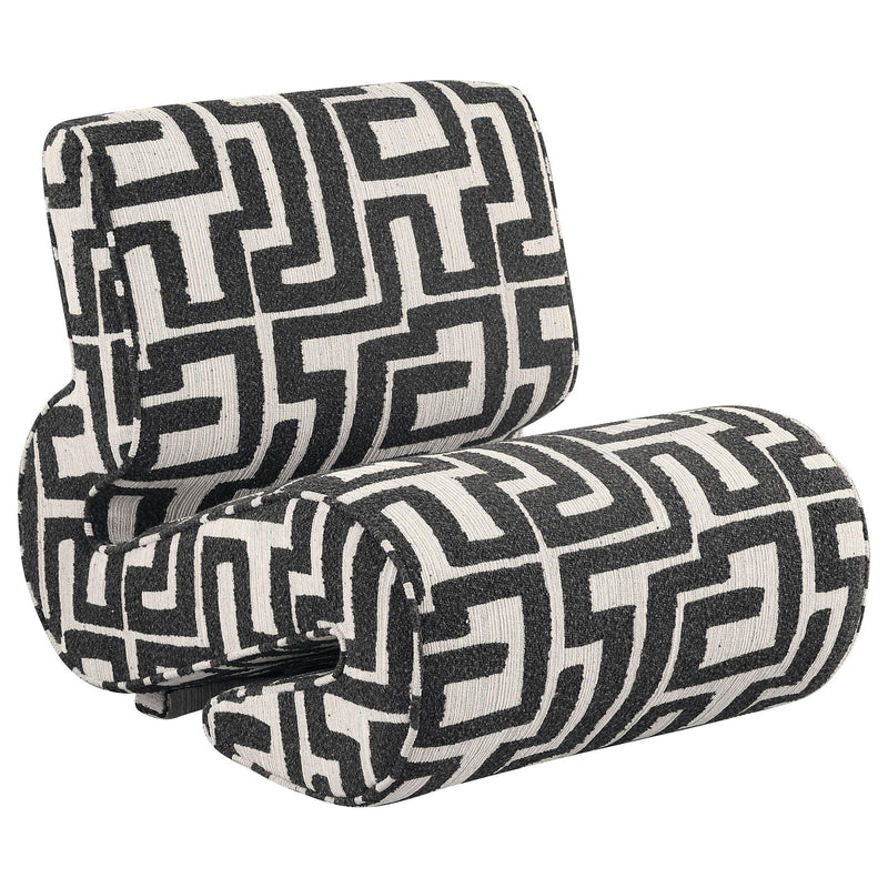 Eimer Geometric Jacquard Accent Chair Black