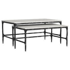 Ebby - 2 Piece Genuine Marble Top Nesting Coffee Tables - White