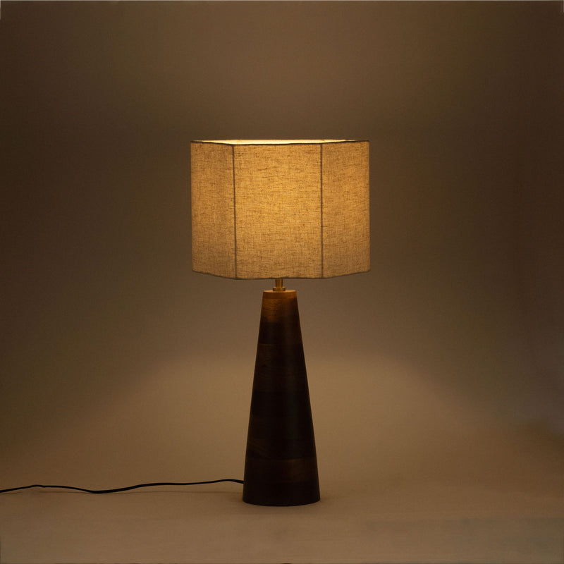 Juniper - Mango Wood Base And Linen Textured Fabric Shade Table Lamp